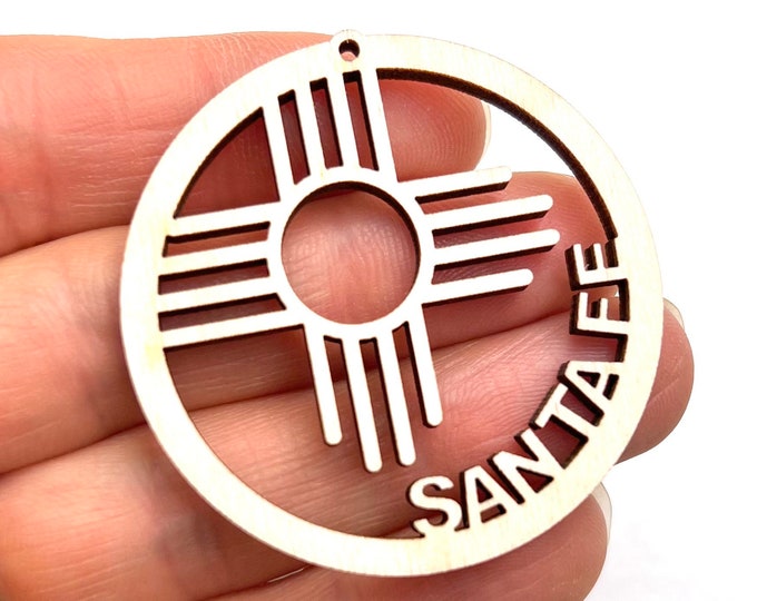 All Sizes Unfinished Wood Zia Santa Fe Hoops New Mexico Sun Symbol Earrings Cutout Hanging Charm Jewelry Blanks