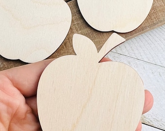 APPLE Unfinished Wood Cutout Cut Out Shapes Ready to Paint Stain Crafts ALL SIZES