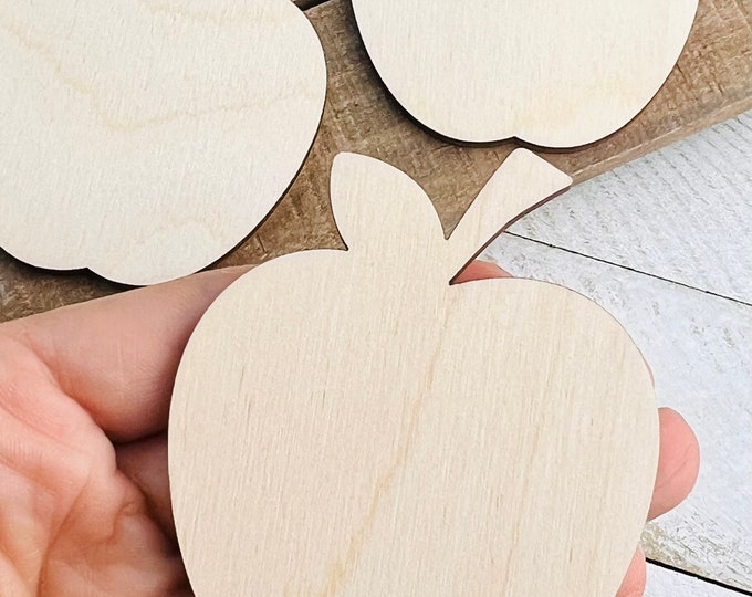 APPLE Unfinished Wood Cutout Cut Out Shapes Ready to Paint Stain Crafts ALL SIZES