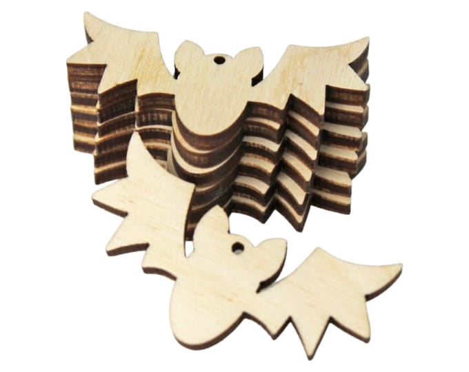 BULK (12pc to 100pc) Unfinished Wood Halloween Bat Bats Cutout Dangle Earring Jewelry Blanks Shape Crafts Charms
