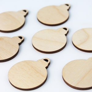 12-48 Piece Options, Many Sizes, Ornament Bulb Christmas Unfinished Wood Laser Cutout Shape Blanks Crafts DIY Ready to Paint or Stain