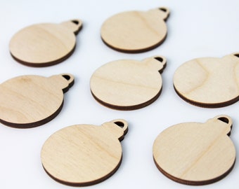 12-48 Piece Options, Many Sizes, Ornament Bulb Christmas Unfinished Wood Laser Cutout Shape Blanks Crafts DIY Ready to Paint or Stain