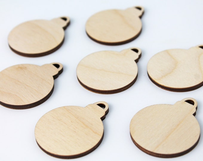 12-48 Piece Options, Many Sizes, Ornament Bulb Christmas Unfinished Wood Laser Cutout Shape Blanks Crafts DIY Ready to Paint or Stain