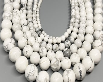 Beads ALL SIZES Imitation Synthetic Turquoise White Howlite Jewelry Making 4 6 8 10 12 mm Stone Beads Necklace,Bracelet,Earrings Crafts