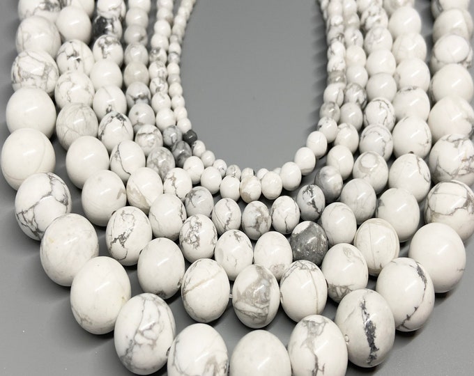 Beads ALL SIZES Imitation Synthetic Turquoise White Howlite Jewelry Making 4 6 8 10 12 mm Stone Beads Necklace,Bracelet,Earrings Crafts