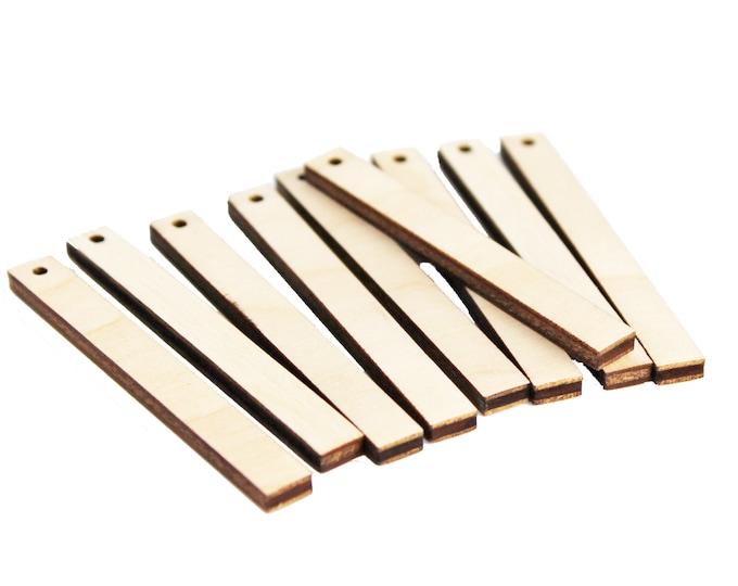BULK (12pc to 100pc) Unfinished Wood Laser Cutout Matchstick Rectangle Bars Bar Dangle Earring Jewelry Blanks Shape Crafts Made in Texas