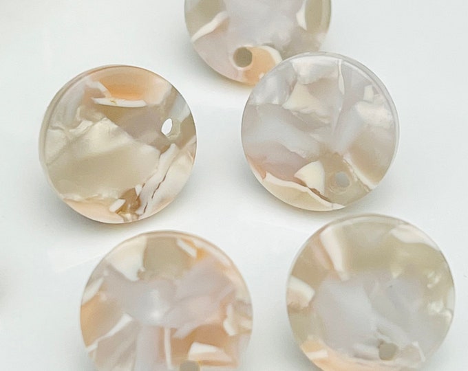 12 Acrylic 14mm Round Stud Post Gray White a Pink Mix Earrings & Backs Connector Loop Holes Dangle Style Earring Findings Jewelry Making