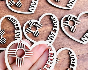 Unfinished Wood Zia Sun Earrings Cutouts, New Mexico Charm Blanks