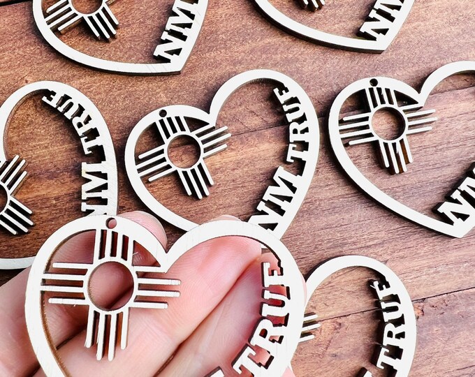 12pc to 24pc Unfinished Wood Zia NM True New Mexico Sun Symbol Earrings Cutout Hanging Charm Jewelry Blanks Shape Crafts Made in Texas
