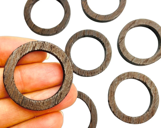 Lightweight Natural Wood 34mm or 1.34” Hollow Hoops w/Top Connector Earring Earrings Charms Jewelry Making Crafts