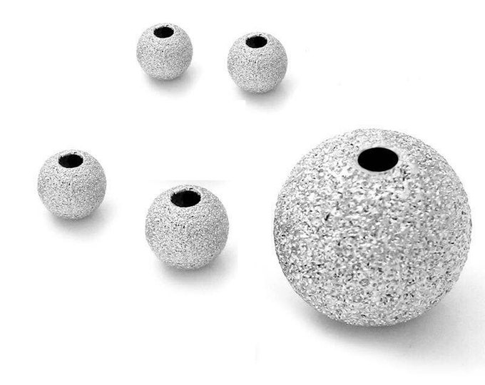 ALL SIZES 12 pieces Sterling Silver Stardust Round 3mm 4mm 6mm 8mm Spacer Small Hole Loose Beads Necklace,Bracelet,Earring Jewelry Crafts
