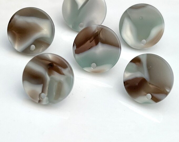 12 Acrylic 14mm Round Stud Post Gray Mix Earrings & Backs Connector Loop Holes Dangle Style Earring Findings Jewelry Making
