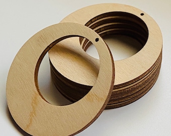 ALL SIZES BULK (12pc to 100pc) Unfinished Wood Laser Hoop Hoops Round Circles w/ Cutouts Earrings Jewelry Blanks Shape Made in Texas