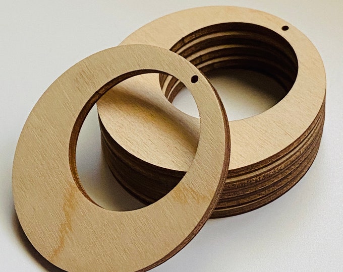 ALL SIZES BULK (12pc to 100pc) Unfinished Wood Laser Hoop Hoops Round Circles w/ Cutouts Earrings Jewelry Blanks Shape Made in Texas