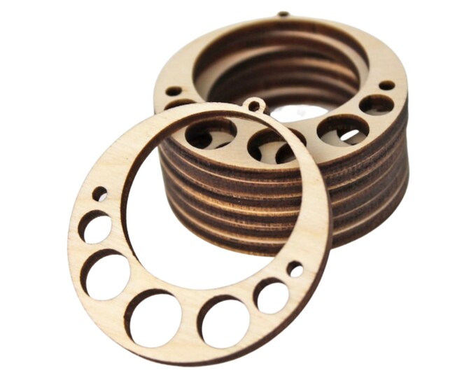 BULK (12pc to 100pc) Unfinished Wood Wooden Hoop Circle Cutout Cutout Hanging Dangle Earring Earrings Jewelry Blanks Made in Texas