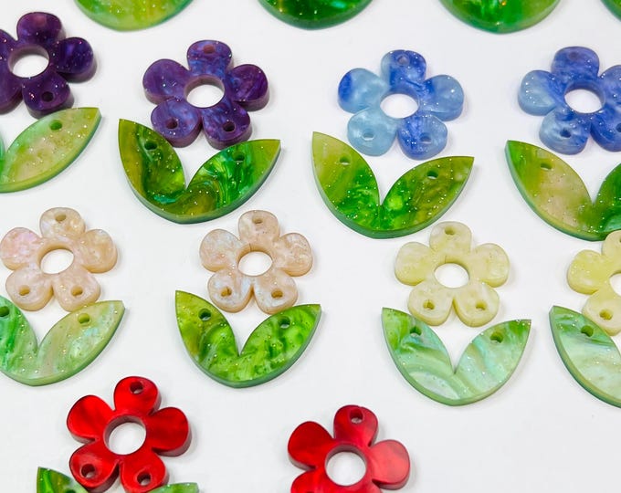 Acrylic Daisy Flower Petal & Leaves DIY Earring Making Blanks