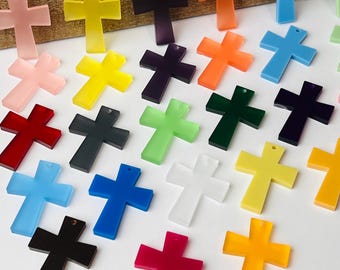 GRAB BAG Acrylic Cross Earring Blanks 1.5", Colorful Crosses, Laser Cutouts, Jewelry Making Supplies