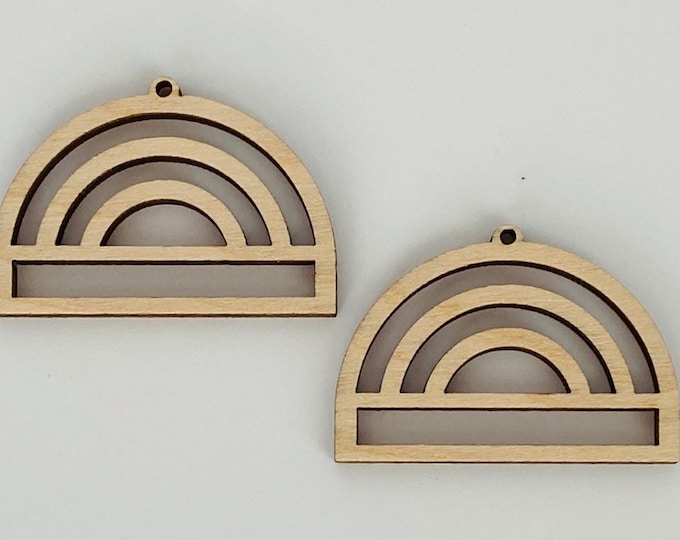 BULK (12pc to 100pc) Unfinished Wood Rainbow Lines Cutouts Dangle Earrings Jewelry Blanks Shape Crafts Macrame Resin Acrylic Texas Made
