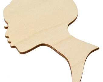 ALL SIZES African Woman Women Face with Lashes Silhouette Head Unfinished Wood Laser Cut Cutout Shape DIY Crafts Door Wall Hanger