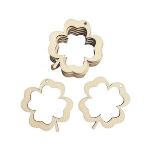 BULK (12pc to 100pc) Unfinished Wood 4 Four Leaf Shamrock Clover Cutouts Dangle Earring Jewelry Blanks Shape Crafts Made in Texas