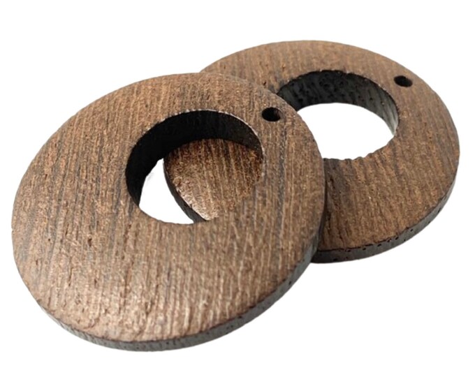 Clearance 10pcs Lightweight Natural Dark Wood 29mm or 1.14" Hoop Hoops w/Cutout Earring Earrings Charms Jewelry Making