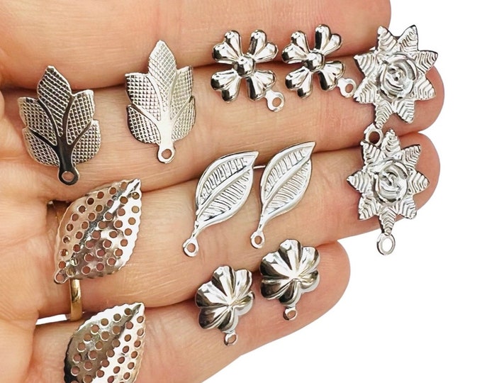 12pcs Stainless Steel Earring Findings Studs Posts with Connector Holes DIY Earring Making Choose your Style or the Assorted Set