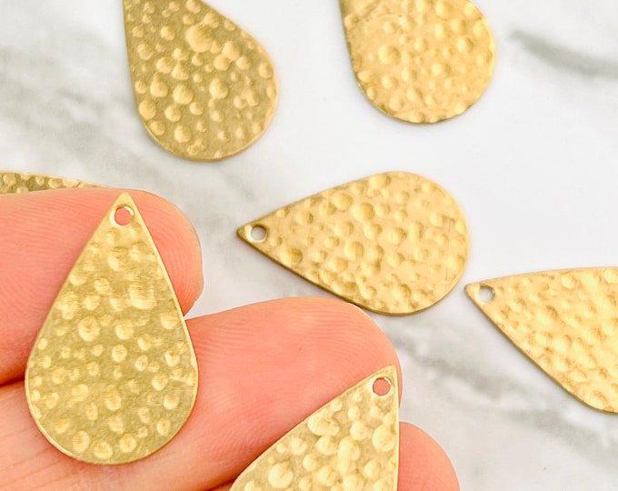 12Pcs Gold Hammered Metal Look Teardrop 22mm Connector Charms Earrings Necklace Bracelet Findings Jewelry Craft