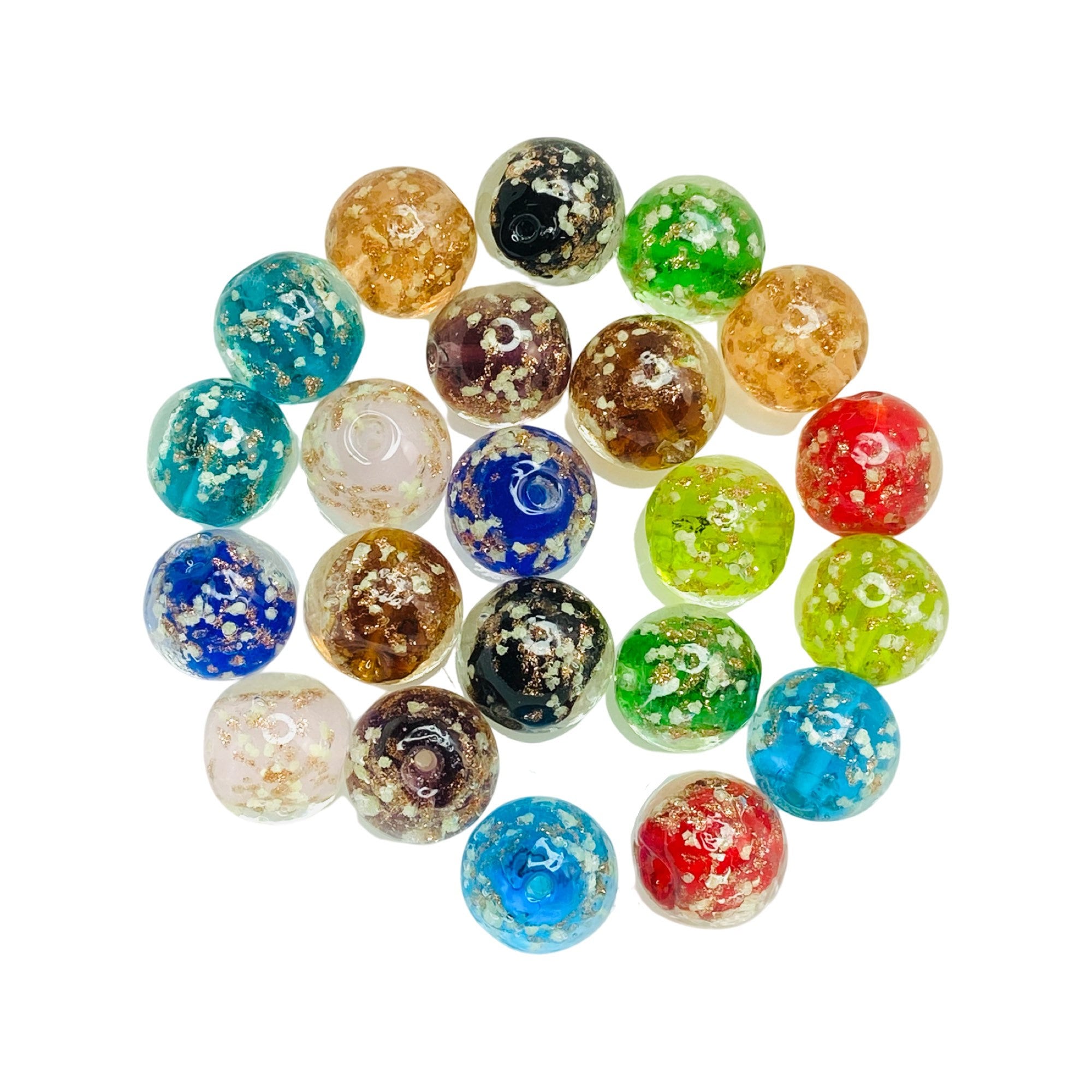 20 Large Glass Marble Beads, Chunky Round Artisan Handmade, Hand Craft –  LylaSupplies