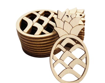 BULK (12pc to 100pc) Unfinished Wood Pineapple Flower Cutout Hanging Dangle Earring Jewelry Blanks Shape Crafts Made in Texas