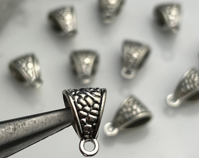 12 Silver Necklace Bail Bails Pendant Pendant Hangers, Charm Bails Jewelry Necklace Making Findings