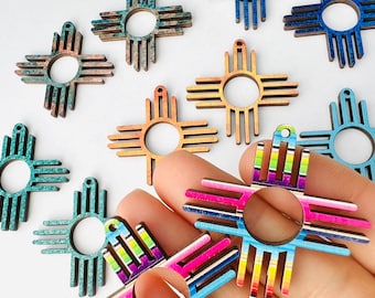 Painted DIY Zia Symbol Earring Wood Blanks New Mexico Sun Symbol Cutout Earrings Jewelry