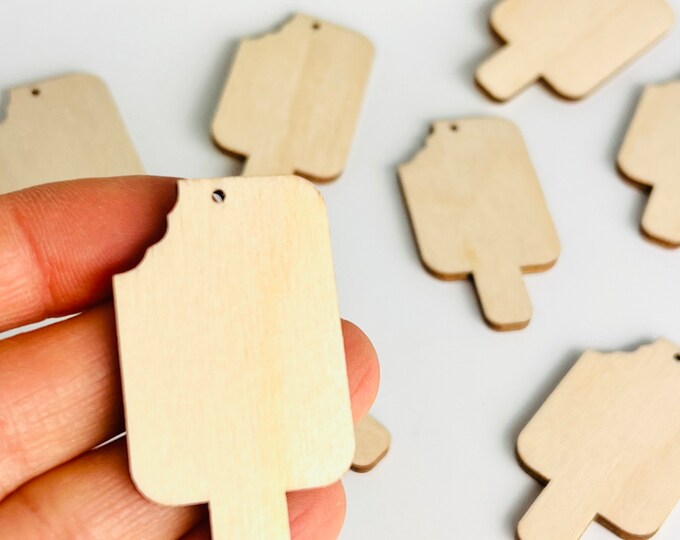 BULK (12pc to 48pc) Unfinished Wood Popsicle Cutout Dangle Hanging Earrings Jewelry Blanks Charms Shape Crafts Made in Texas