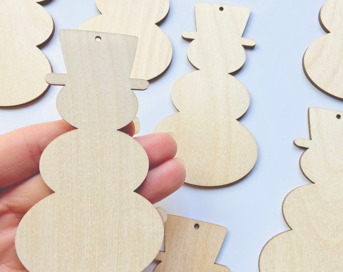 Christmas Snowman w/Hanging Hole Unfinished Wood Cutout DIY Crafts Door Wall Hanger ALL SIZES