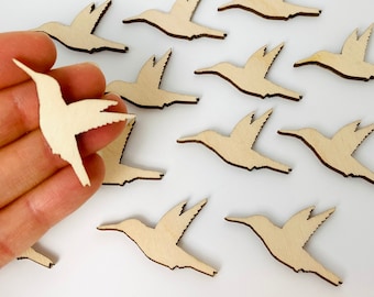 Unfinished Wood Hummingbird Cutouts - Bulk Laser Charms