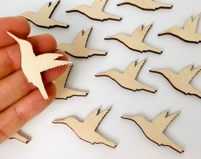ALL SIZES BULK (12pc to 100pc) Unfinished Wood Laser Cutout Hummingbird Earring Earrings Jewelry Blanks Charms Crafts Ready to Paint