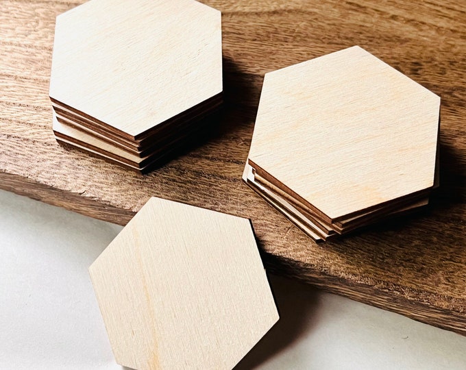 Clearance 24pcs Unfinished Wood Solid Hexagons 1.9” Craft Blanks