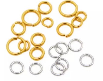 ALL SIZES 100pcs Gold or Silver Open Stainless Steel High Quality 1.0mm Jump Rings Jewelry Making Findings Crafts 5mm,6mm,7mm,8mm,10mm,12mm