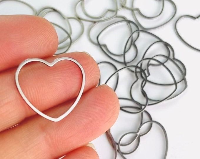 Clearance 20pcs Imperfect Stainless Steel Silver Heart Links Frames Connector for earring making
