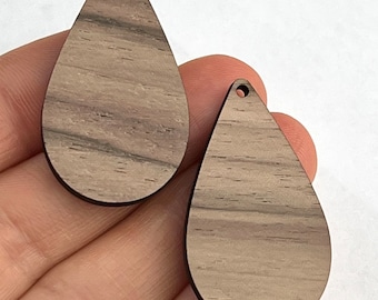 Walnut Wood Teardrop Earring Blanks, Wooden Teardrops for Earring Making, Earring Making Supplies