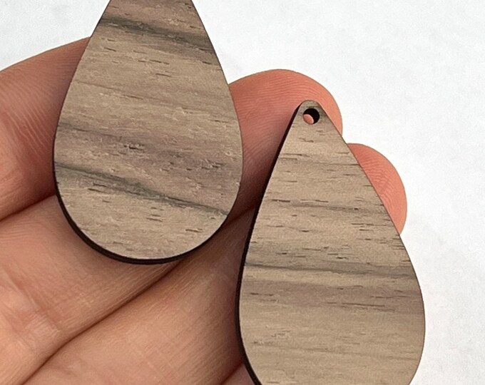 Walnut Wood Teardrop Earring Blanks, Wooden Teardrops for Earring Making, Earring Making Supplies
