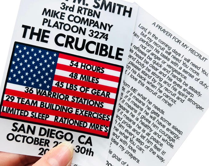 Ships Fast from Texas! DIY Personalized Crucible & Prayer Set DECALS ONLY with Name, Battalion, Company,Platoon,Crucible,Dates,Military Base