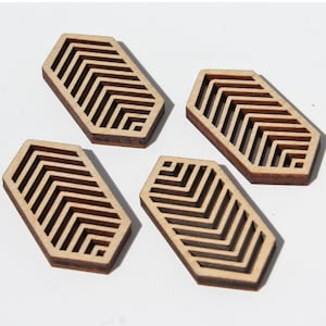 BULK (12pc to 100pc) Unfinished Wood Geometric Shape With Chevron Lines Cutouts Dangle Earring Jewelry Blanks Shape Crafts Made in Texas