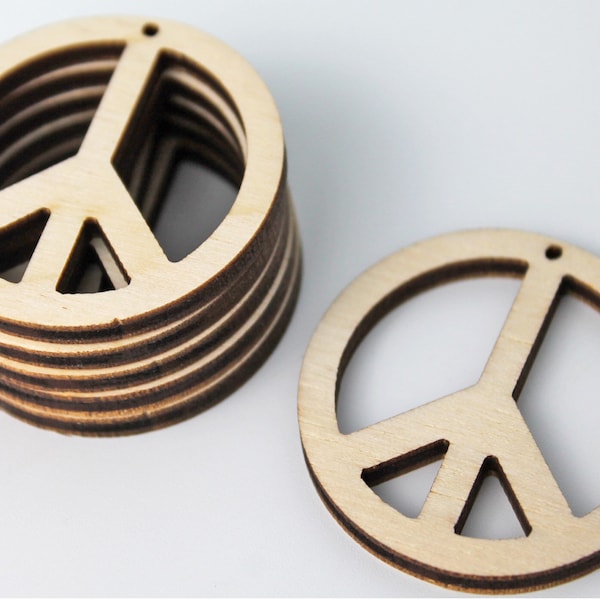 BULK (12pc to 100pc) Unfinished Wood Circle Peace Sign Cutout Dangle Hanging Earrings Jewelry Blanks Charms Shape Crafts Made in Texas