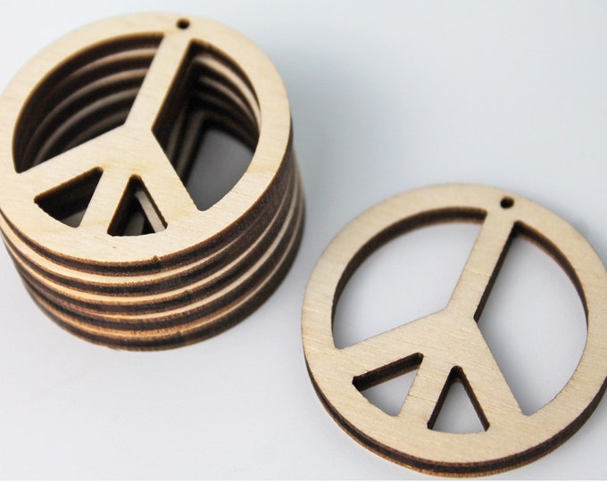 BULK (12pc to 100pc) Unfinished Wood Circle Peace Sign Cutout Dangle Hanging Earrings Jewelry Blanks Charms Shape Crafts Made in Texas