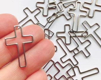 20 Stainless Steel Silver Metal Cross Crosses Frame Frames Connector Links Earrings Necklace Bracelet Findings Jewelry