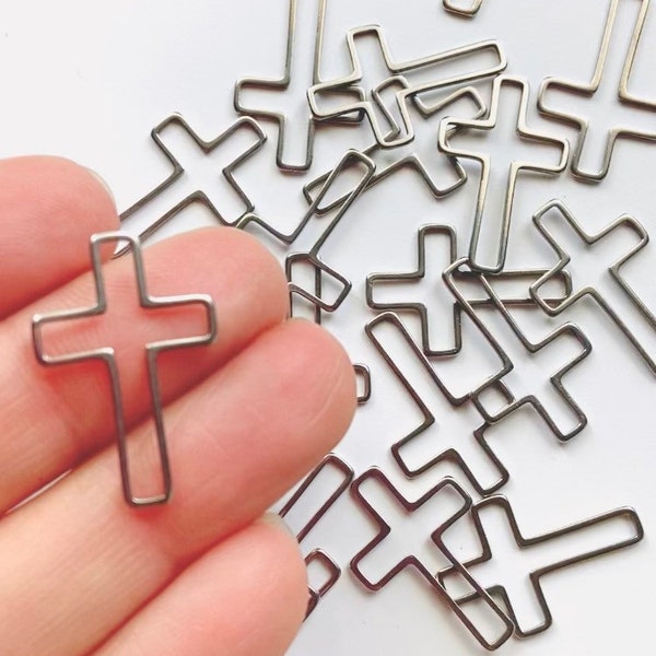 20 Stainless Steel Silver Metal Cross Crosses Frame Frames Connector Links Earrings Necklace Bracelet Findings Jewelry