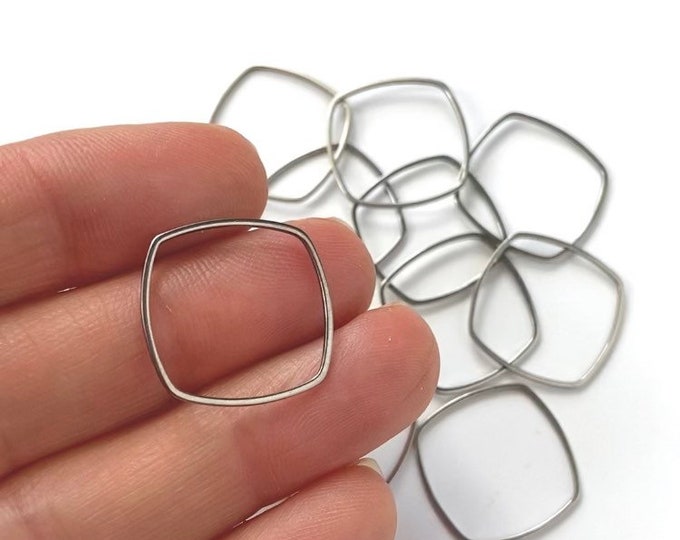 Clearance 20Pcs Imperfect Stainless Steel Silver Rounded Square Linking Rings Geometric Frame Connector Links Earrings Findings