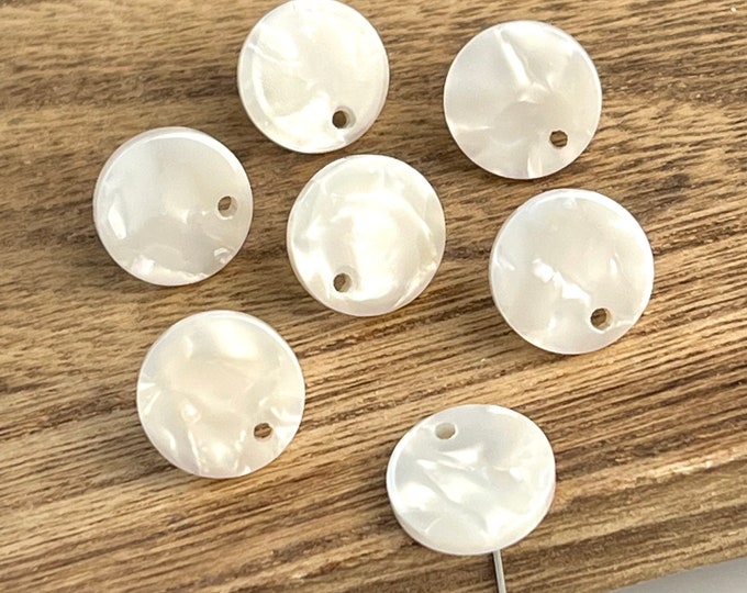 12 Acrylic 14mm Round Stud Post Off White Earrings & Backs Connector Loop Holes Dangle Style Earring Findings Jewelry Making