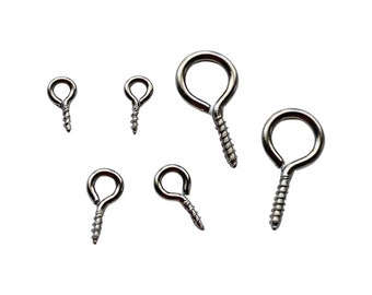 BULK 100 Pieces Stainless Steel Silver Sizes Available 8mm,10mm,16mm Jewelry Making Screw Screws Eye Hooks