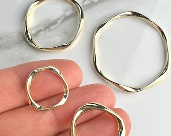 12pcs Twisted Gold Circle Rings Hoop Earring Connector Charms Findings DIY Earrings